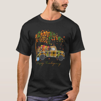 Basset Hound Plaid Pumpkin Truck Autumn Herfst Dan T-shirt