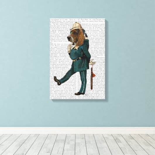 Basset Hound Policeman Canvas Afdruk (Insitu (Houten vloer))