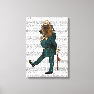Basset Hound Policeman Canvas Afdruk