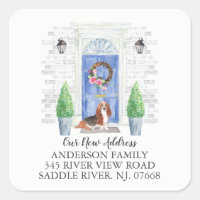Basset Hound Porte Bleue Nouvelle Adresse Sticker 