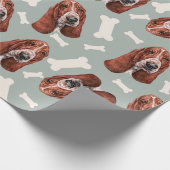 Basset Hound Print Wrapping Paper Cadeaupapier (Hoek)