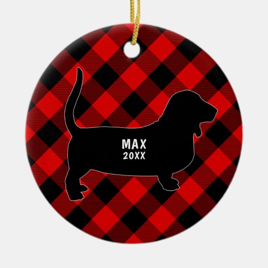 Basset Hound Pset kerstversiering Keramisch Ornament (Voorkant)