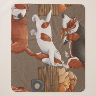 Basset Hound Pumpkin Oogstpatroon Sherpa Deken