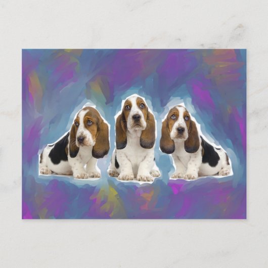 Basset Hound-Puppies Briefkaart (Voorkant)