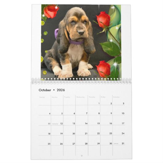 Basset hound puppy agenda kalender (Okt 2026)