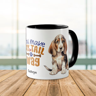 Basset Hound Puppy Dog Je maakt mijn staart wag Mok