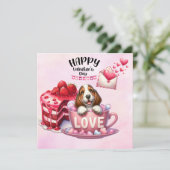 Basset Hound Puppy Dog voor Valentijnsdag Feestdagenkaart (Staand voorkant)