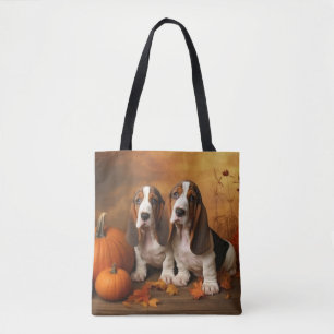 Basset Hound Puppy Herfst Plezier Pompoen Draagtas