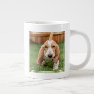 Basset Hound Puppy Loopt Extra Grote Beker