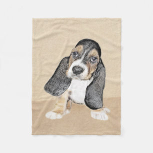Basset Hound Puppy Painting - Oorspronkelijke hond Fleece Deken