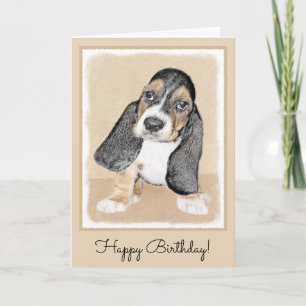 Basset Hound Puppy Painting - Oorspronkelijke hond Kaart