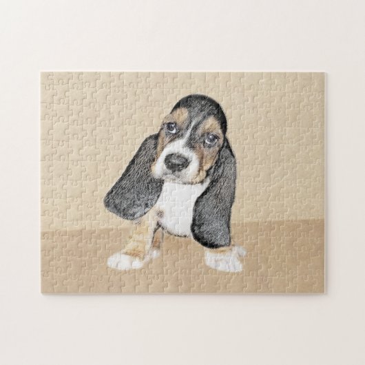 Basset Hound Puppy Painting - Oorspronkelijke hond Legpuzzel (Horizontaal)