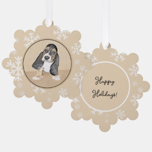 Basset Hound Puppy Painting - Oorspronkelijke hond Ornament Kaart