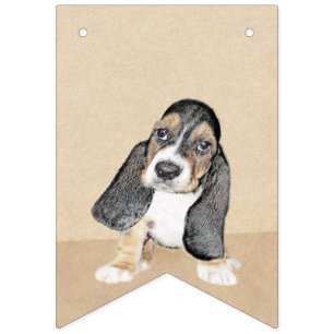 Basset Hound Puppy Painting - Oorspronkelijke hond Vlaggetjes