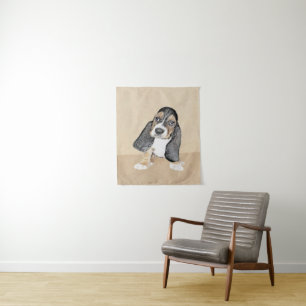 Basset Hound Puppy Painting - Oorspronkelijke hond Wandkleed