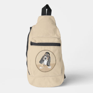Basset Hound Puppy Schilderij Tri-color Schattigee Sling Bag