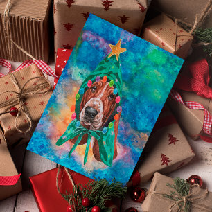 Basset Hound Ras Hond Kerstmis Feestdagenkaart