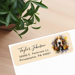 Basset Hound Retouradreslabel Etiket