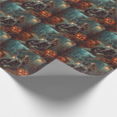 Basset Hound Riding Motorfiets Halloween Eng Cadeaupapier (Hoek)