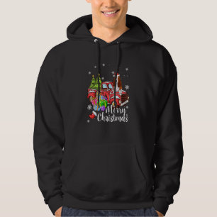 Basset Hound Riding Red Truck Xmas Merry Kerstmis Hoodie