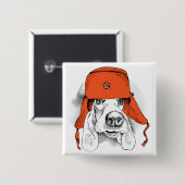 Basset Hound | Rood Ushanka-Pet Vierkante Button 5,1 Cm (Voorkant /achterkant)