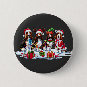 Basset hound Santa hat gewei elf kerst licht Ronde Button 5,7 Cm