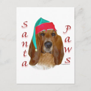 Basset Hound Santa Paws Feestdagenkaart