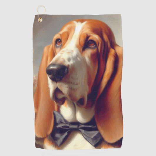  Basset Hound Schilderen Golfhanddoek (Voorkant)