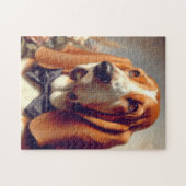  Basset Hound Schilderen Legpuzzel (Horizontaal)
