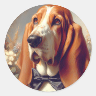 Basset Hound Schilderen Ronde Sticker