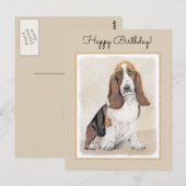 Basset Hound-schildering - Kute Original Dog Art Briefkaart (Voorkant / Achterkant)