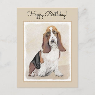 Basset Hound-schildering - Kute Original Dog Art Briefkaart