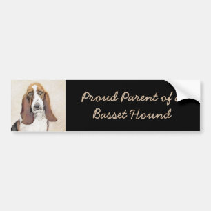 Basset Hound-schildering - Kute Original Dog Art Bumpersticker