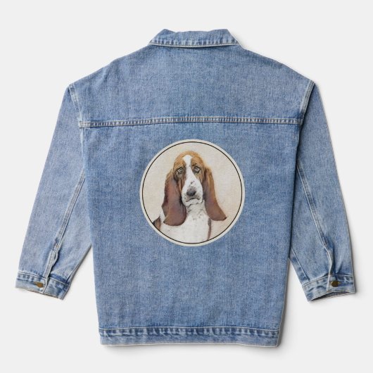 Basset Hound-schildering - Kute Original Dog Art Denim Jacket (Achterkant)