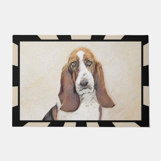 Basset Hound-schildering - Kute Original Dog Art Deurmat (Voorkant)