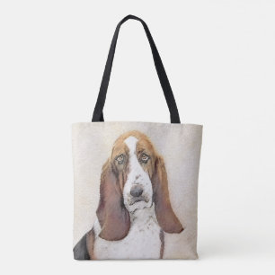 Basset Hound-schildering - Kute Original Dog Art Draagtas