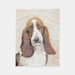 Basset Hound-schildering - Kute Original Dog Art Fleece Deken