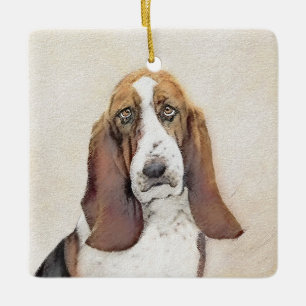 Basset Hound-schildering - Kute Original Dog Art Keramisch Ornament