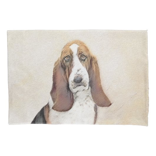 Basset Hound-schildering - Kute Original Dog Art Kussensloop (Voorkant)