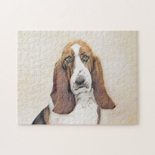 Basset Hound-schildering - Kute Original Dog Art Legpuzzel