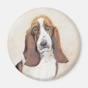 Basset Hound-schildering - Kute Original Dog Art Magneet