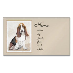 Basset Hound-schildering - Kute Original Dog Art Magnetisch Visitekaartje