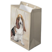 Basset Hound-schildering - Kute Original Dog Art Medium Cadeauzakje (Achterkant Gekanteld)