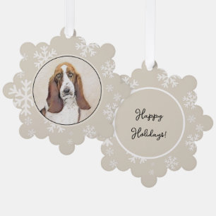 Basset Hound-schildering - Kute Original Dog Art Ornament Kaart
