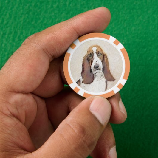 Basset Hound-schildering - Kute Original Dog Art Poker Chips (Hand)