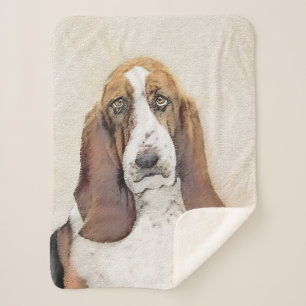Basset Hound-schildering - Kute Original Dog Art Sherpa Deken