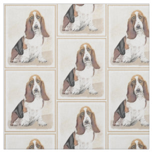 Basset Hound-schildering - Kute Original Dog Art Stof