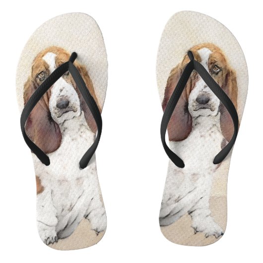 Basset Hound-schildering - Kute Original Dog Art Teenslippers (Voetbed)