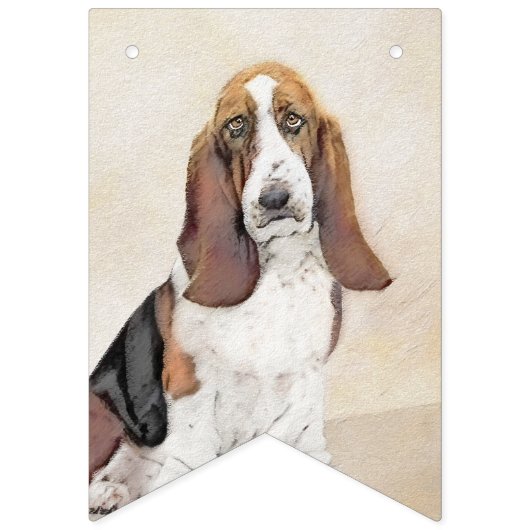 Basset Hound-schildering - Kute Original Dog Art Vlaggetjes (Eerste vlag)
