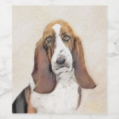 Basset Hound-schildering - Kute Original Dog Art Wijn Etiket (Enkel label)